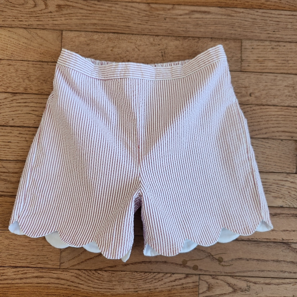 Girls bella bliss Scalloped Seersucker Striped Shorts Size 10